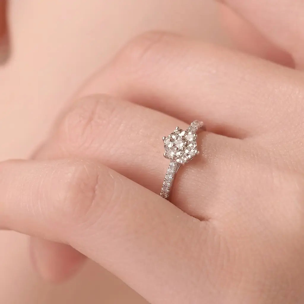 18K White Gold Interwoven Crown Six-Prong Diamond Ring, 1.50 ct