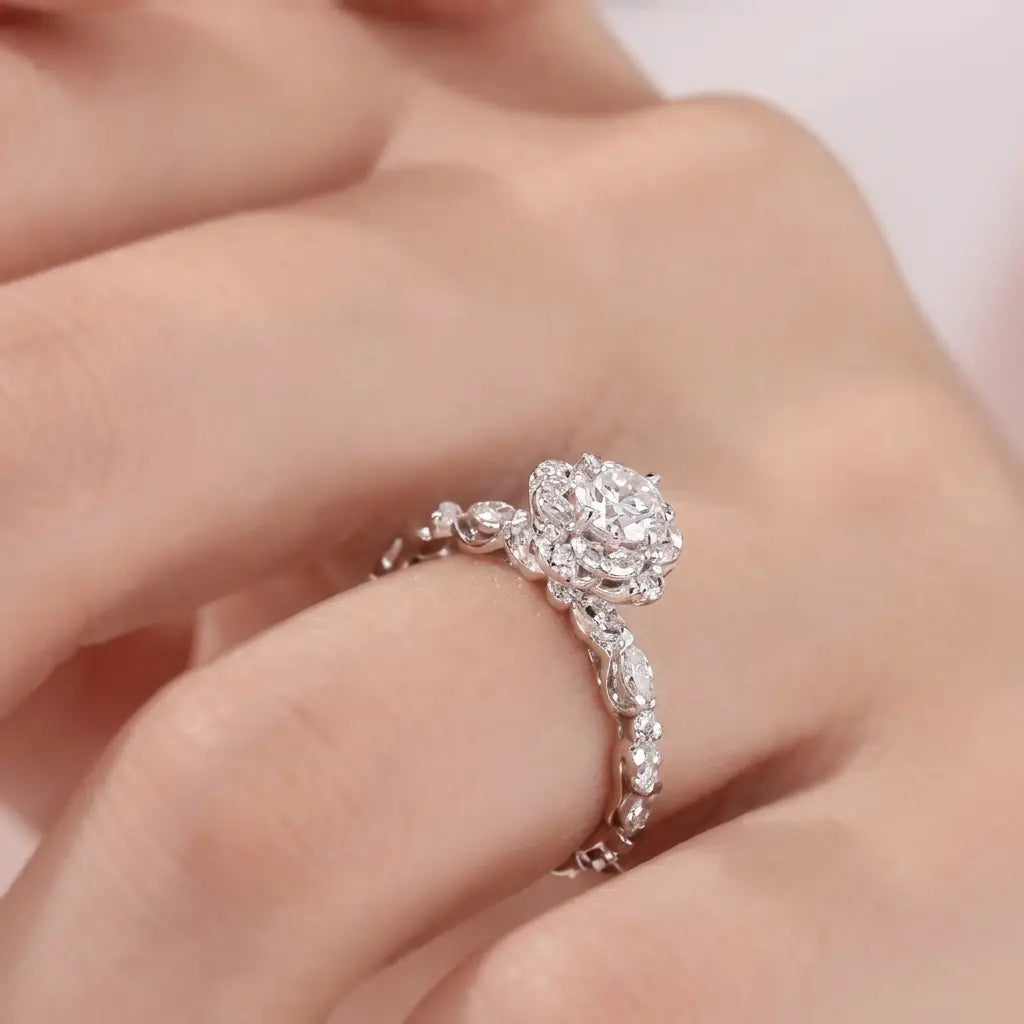 18K White & Rose Gold Frost Bloom Diamond Ring, 1.00 ct