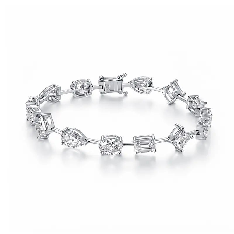 Fancy-Shaped Diamond Bracelet, 14.45 ctw, 18K White Gold, 11.3 g