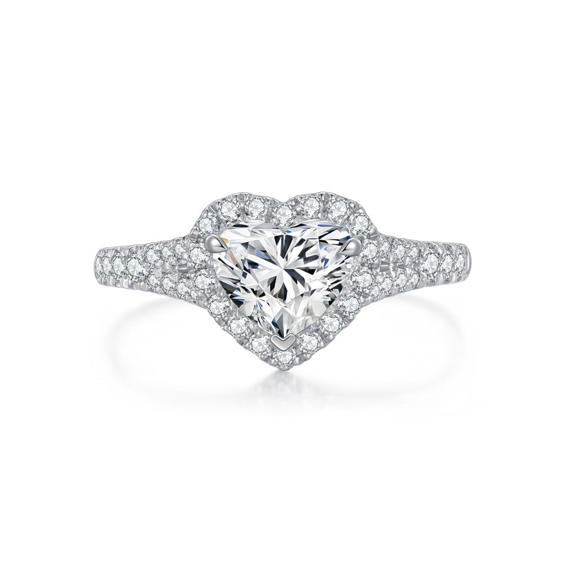 Heart-Shaped Diamond Ring, 0.72 ct Heart Center, PT950 Platinum, 4.1 g