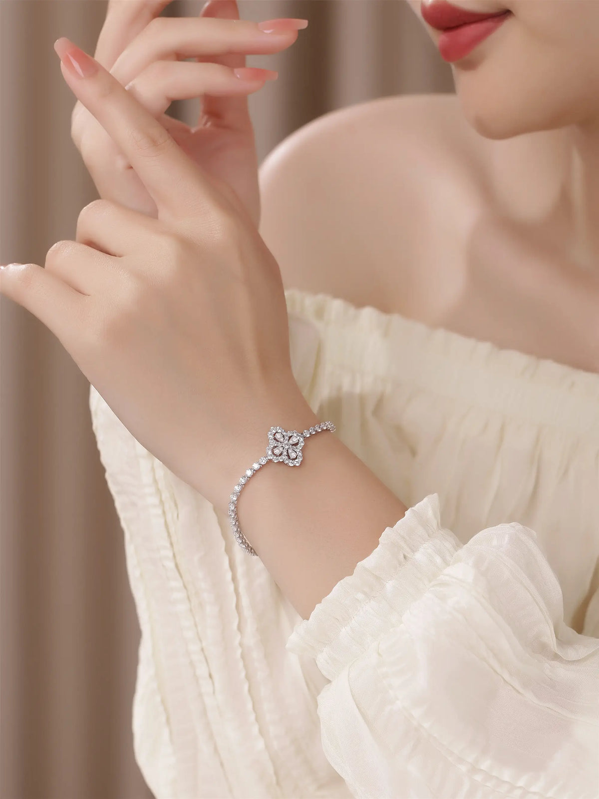 Loop Diamond Bracelet, 4.50 ctw Pear, PT950 Platinum, 14.7 g