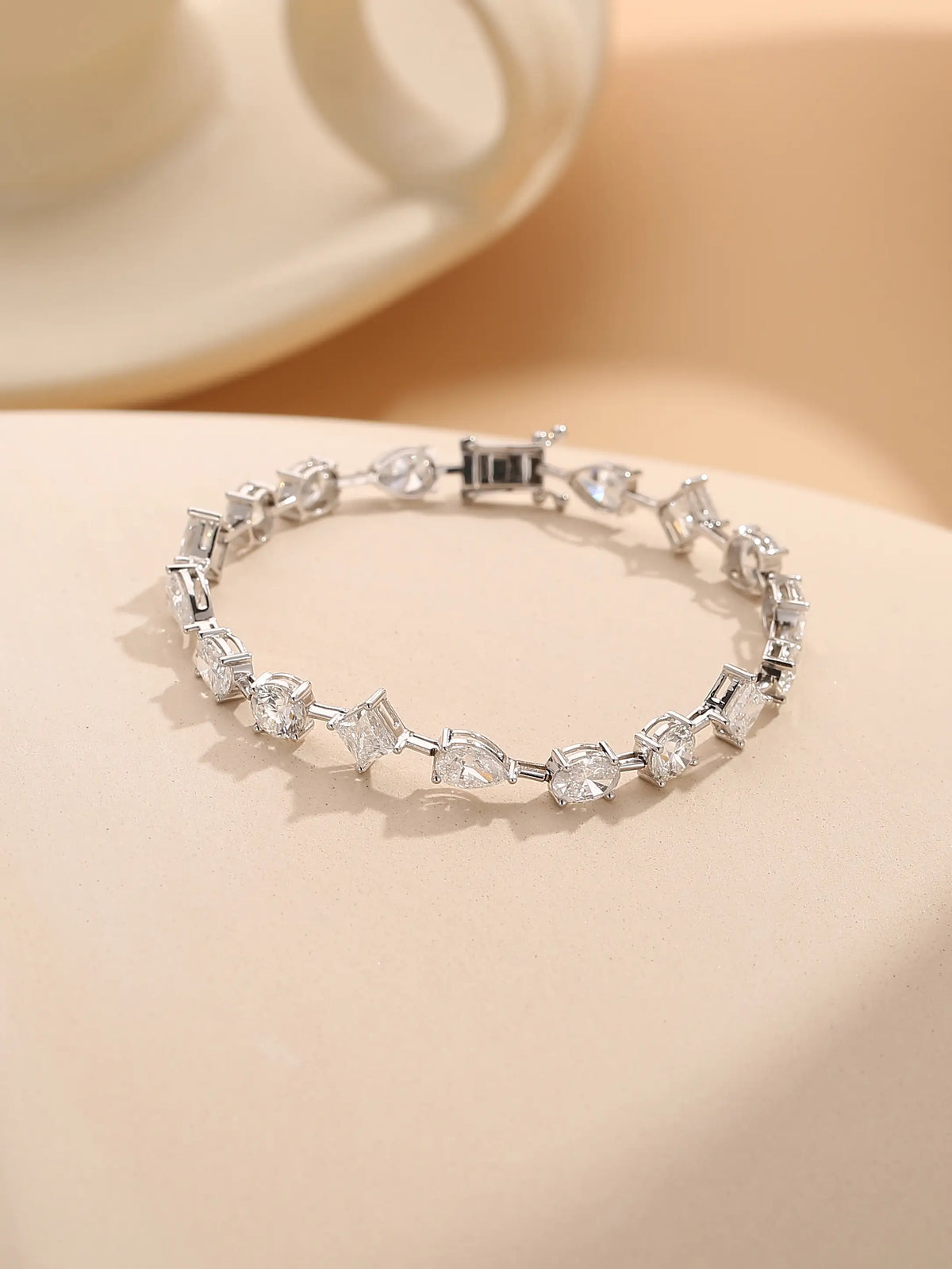 Fancy-Shaped Diamond Bracelet, 14.45 ctw, 18K White Gold, 11.3 g