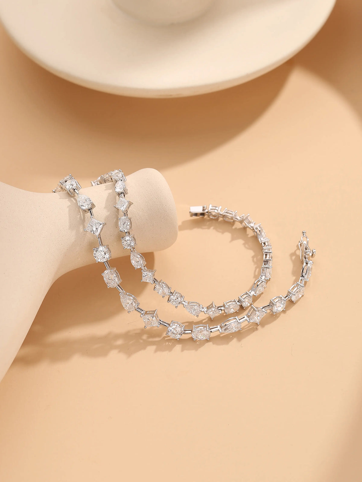 Fancy-Shaped Diamond Bracelet, 14.45 ctw, 18K White Gold, 11.3 g