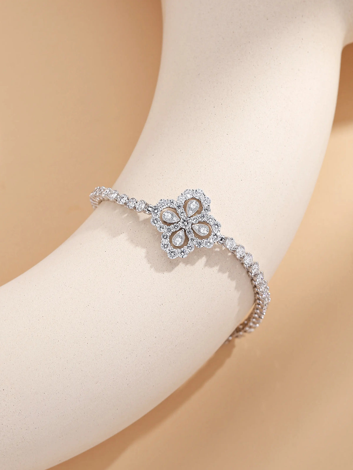 Loop Diamond Bracelet, 4.50 ctw Pear, PT950 Platinum, 14.7 g