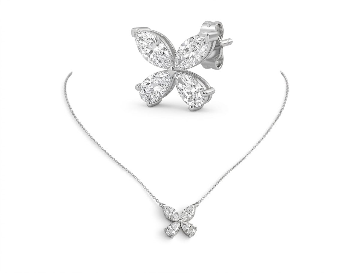PT950 Platinum Butterfly Wing Necklace, 2.40ctw