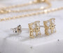 [Pair] 18K Yellow Gold Snowflake Four-Leaf Clover Stud Earrings, 0.80ctw
