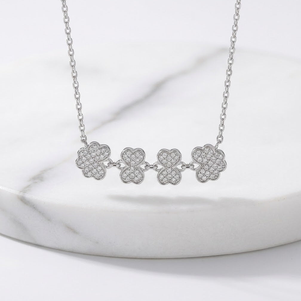 PT950 Platinum Convertible Four-Leaf Clover Dancing Necklace, 0.60ctw