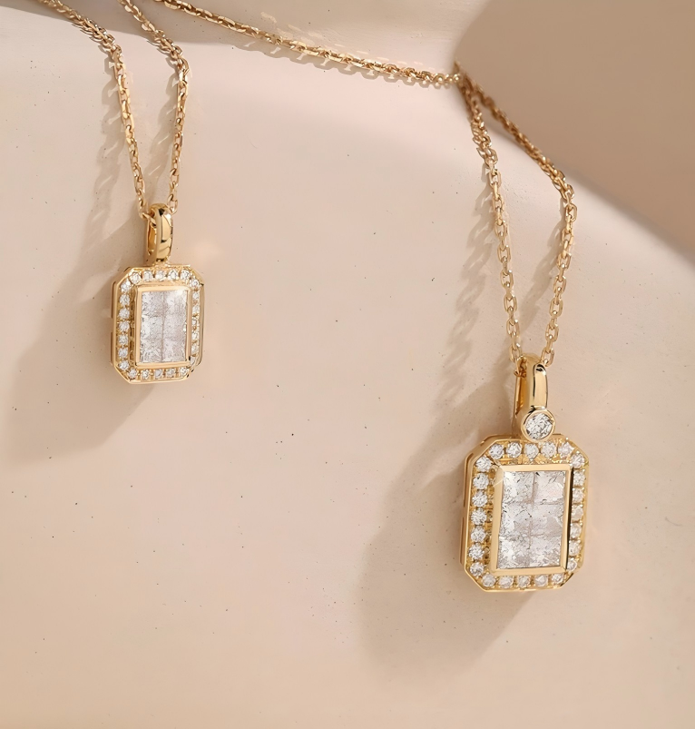 18K White Gold Diamond Pave Perfume Bottle Pendant with Enhancer Clasp