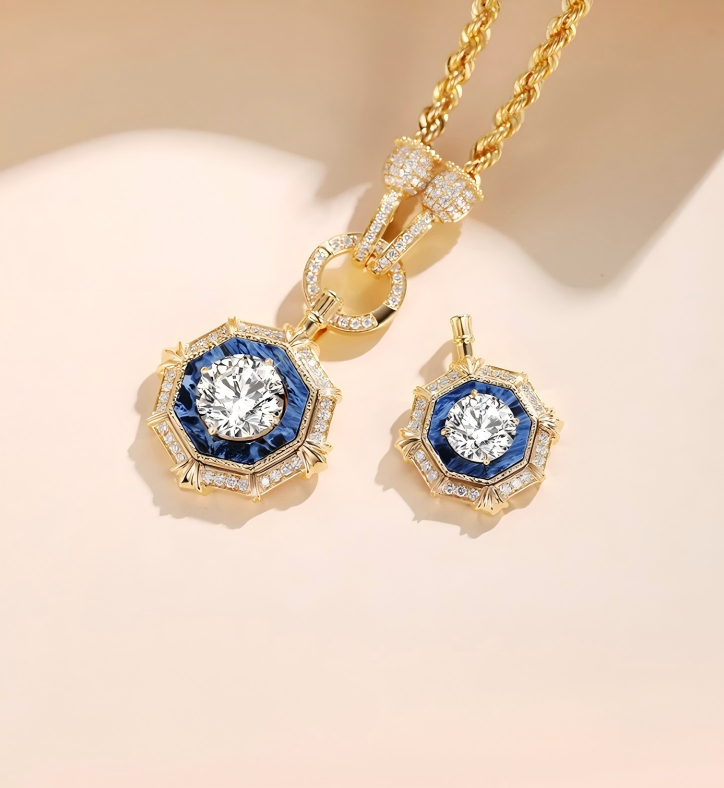 18K Yellow Gold Octagonal Vintage Pendant