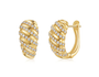 [Pair] 18K Yellow Gold Donut Two-Tone Diamond Huggie Earrings, 0.40ctw