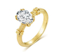 18K Yellow Gold Oval Roman Column Vintage Diamond Ring, 1.00 ct