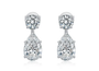[Pair] 18K White Gold Angel Tear Stud Earrings, 2.00ctw center stones