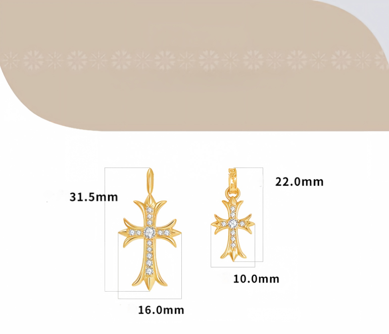 18K Yellow Gold Double Cross Necklace, 0.40ctw