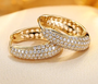 [Pair] 18K Yellow Gold Small Diamond Pavé Hoop Earrings, 8 mm inner diameter, 0.35ctw