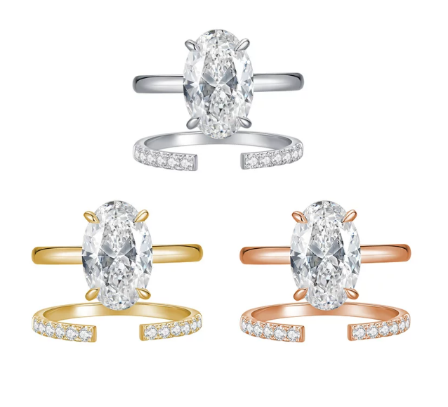 18K White Gold Hailey Hidden Halo Ladies Ring, 3.00 ct