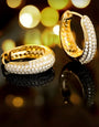 [Pair] 18K Yellow Gold Large Diamond Pavé Hoop Earrings, 12 mm inner diameter, 0.72ctw
