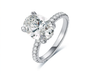 PT950 Platinum Oval Slim Shank Diamond Accent Ring, 3.00 ct