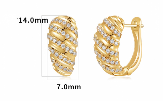 [Pair] 18K Yellow Gold Donut Two-Tone Diamond Huggie Earrings, 0.40ctw