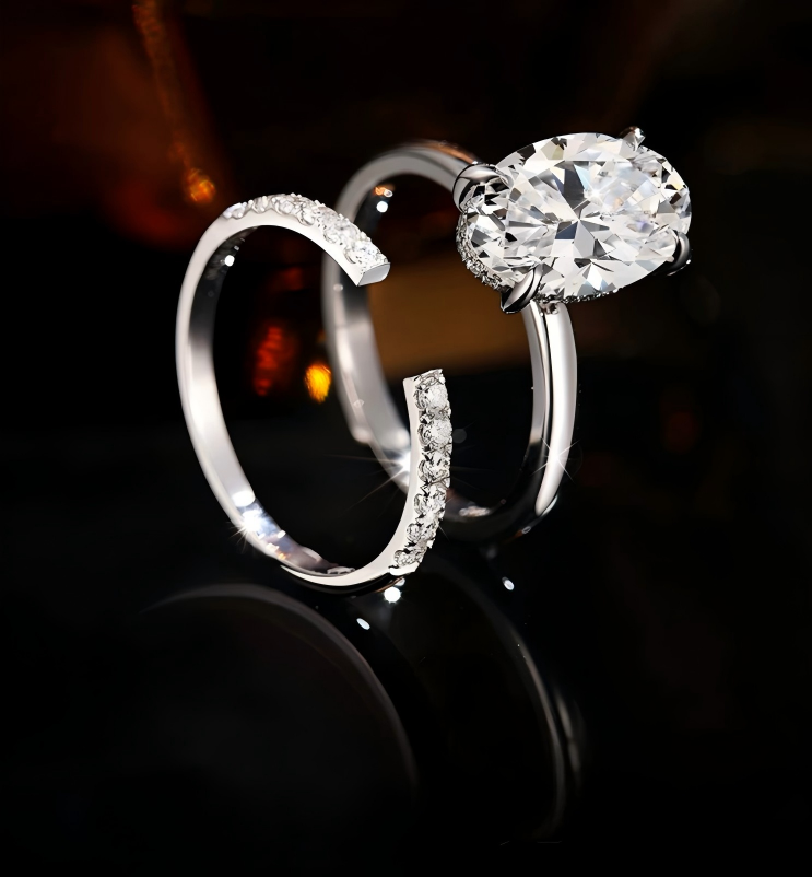 18K White Gold Hailey Hidden Halo Ladies Ring, 3.00 ct