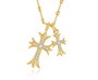 18K Yellow Gold Double Cross Necklace, 0.40ctw