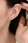 [Pair] PT950 Platinum Butterfly Four-Leaf Clover Stud Earrings