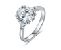 PT950 Platinum Oval Three-Stone Edge Ring, 2.00 ct center stone