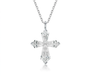 18K White Gold Kite-Cut Cross Necklace, 1.00ctw