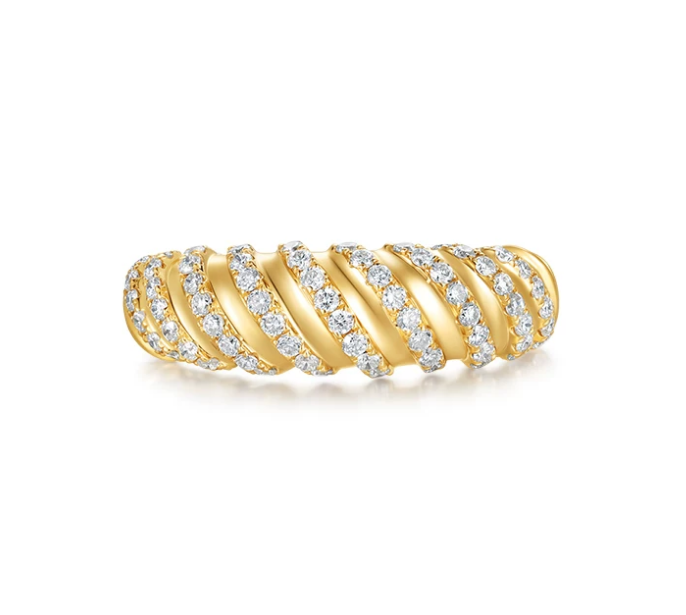 18K Yellow Gold Donut Two-Tone Diamond Ring, 0.60ctw