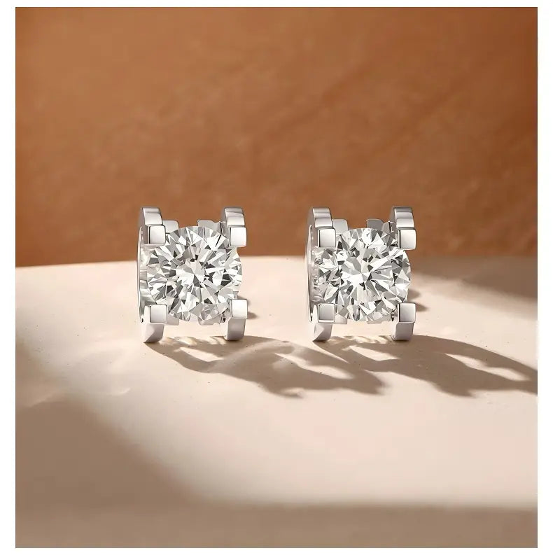 [Pair] Four-Prong Stud Earrings, 1.00 ct each