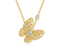 18K Yellow Gold Marquise Yellow Diamond Butterfly Necklace, 0.10 ct center stone