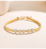 18K White & Yellow Gold Italian Five-Ring Woven Bracelet, 0.20ctw