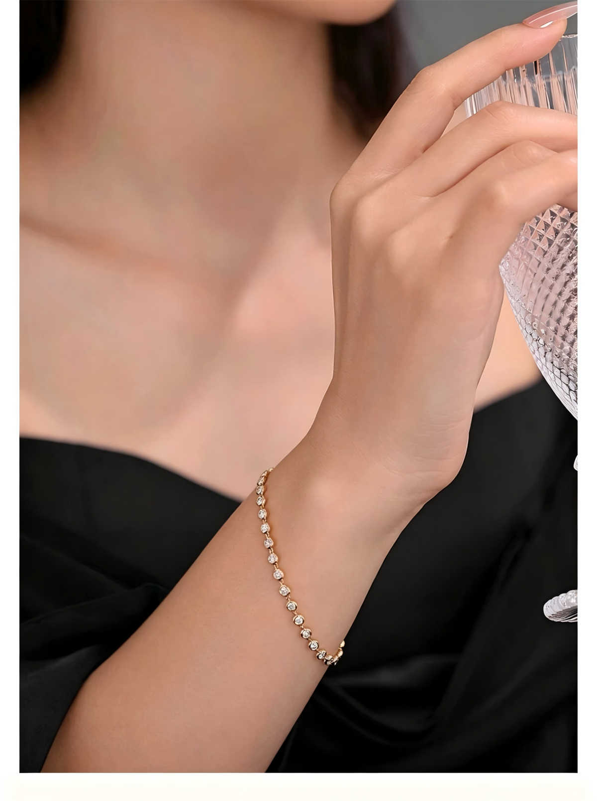18K White Gold Petite Bubble Bracelet, 2.00ctw
