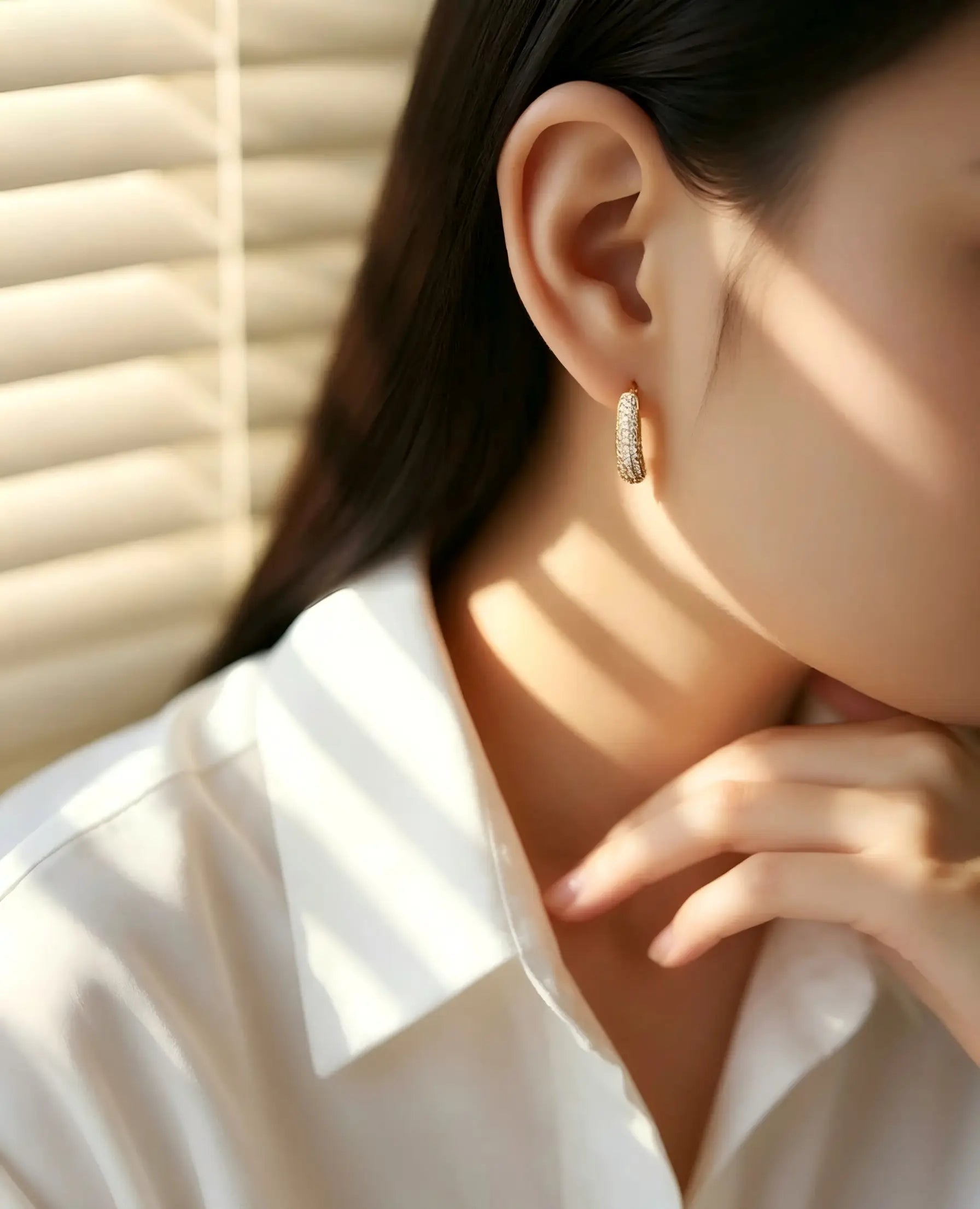 [Pair] 18K Yellow Gold Large Diamond Pavé Hoop Earrings, 12 mm inner diameter, 0.72ctw