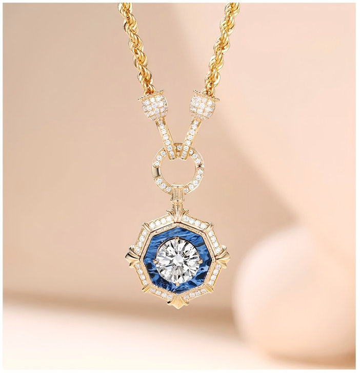 18K Yellow Gold Octagonal Vintage Pendant