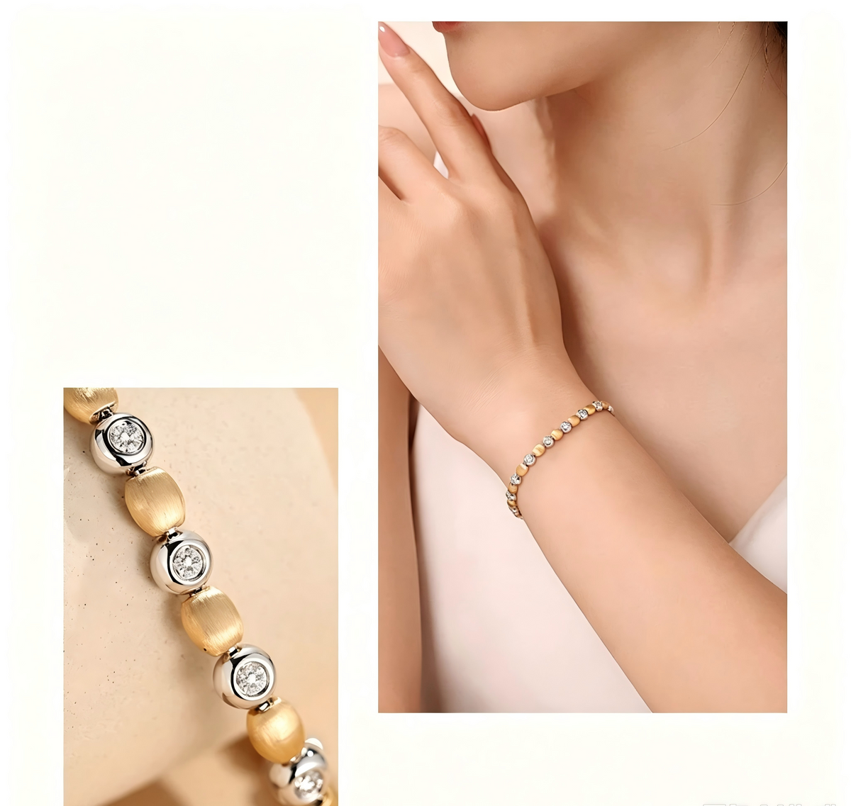 18K White & Yellow Gold Brushed Rhythm Bracelet, 0.90ctw