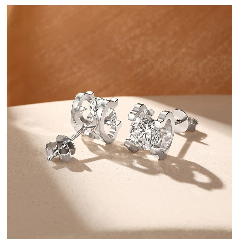 [Pair] Four-Prong Stud Earrings, 1.00 ct each