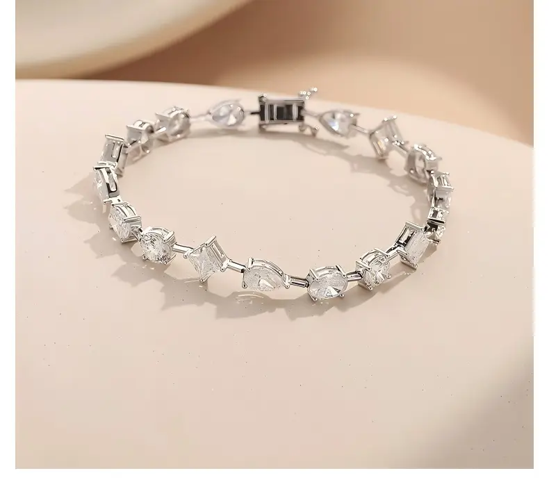 18K White Gold Fancy-Shape Bracelet, 0.30 ct each