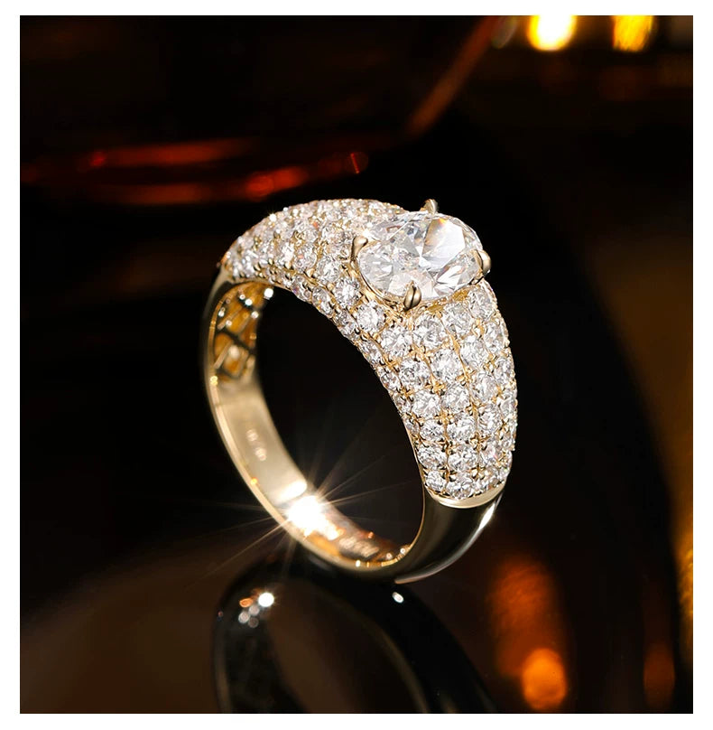 18K White Gold Oval Celestial Full-Diamond Ring, 1.00 ct center stone