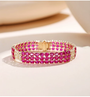 18K Yellow Gold Four-Leaf Clover Ruby Bracelet, approx. 23 g total weight