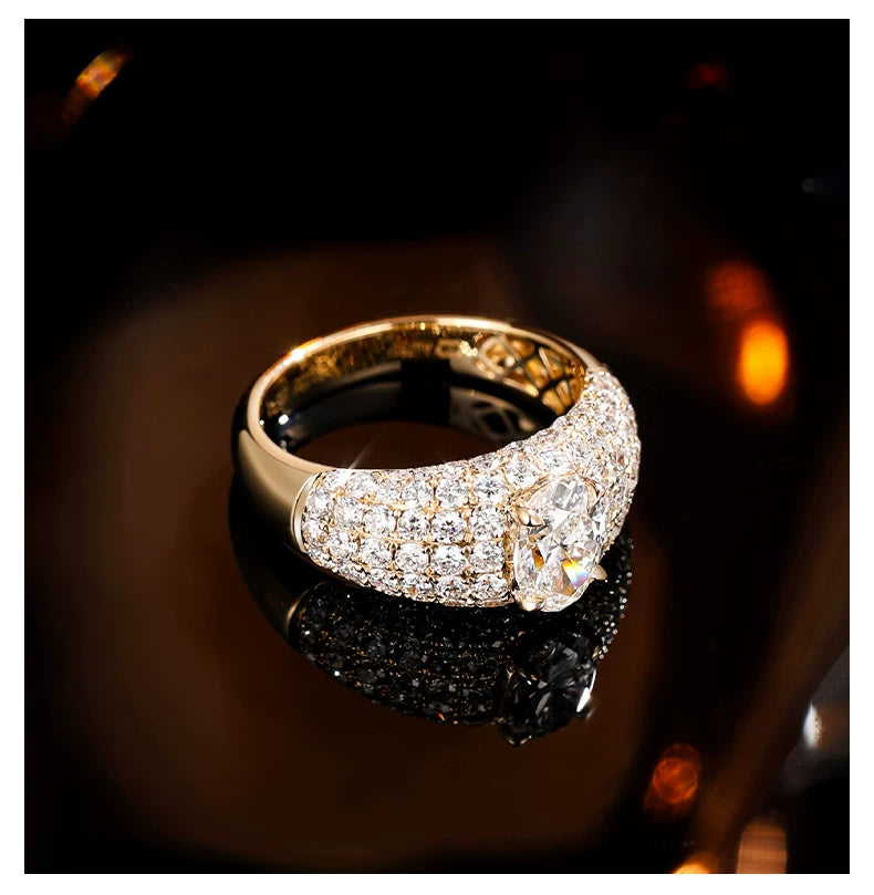 18K White Gold Oval Celestial Full-Diamond Ring, 1.00 ct center stone