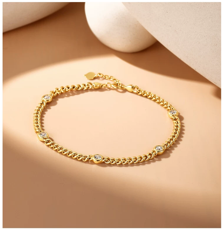 18K Yellow Gold Bubble Cuban Bracelet, 0.40ctw