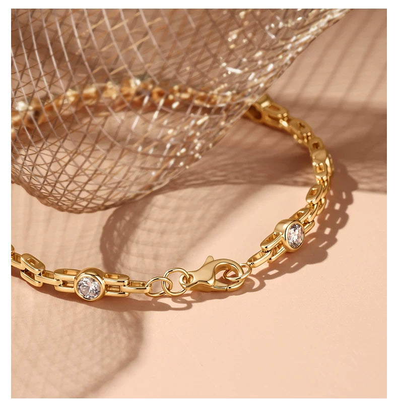 9K Yellow Gold Color Tank Bubble Bracelet, 0.90ctw