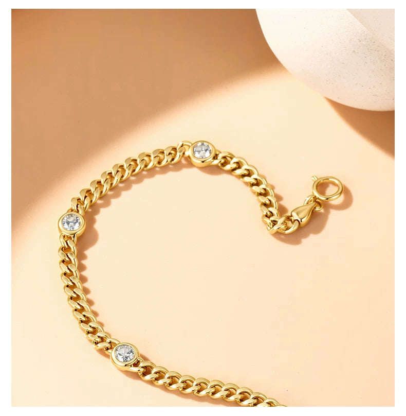 18K Yellow Gold Bubble Cuban Bracelet, 0.40ctw
