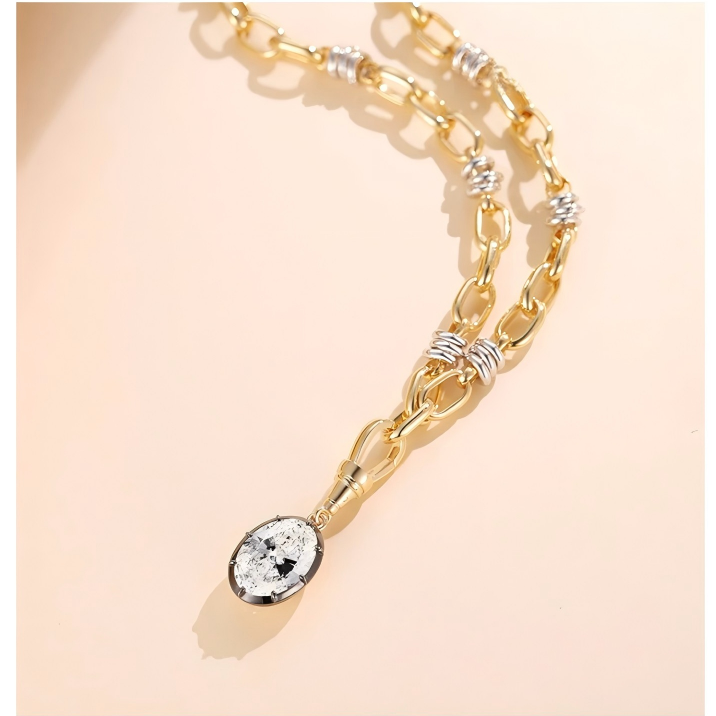 18K Yellow Gold Oval Black-Gold Pendant with Enhancer Clasp, 1.00 ct