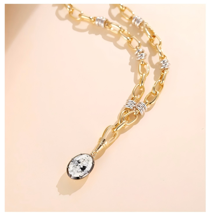 18K Yellow Gold Oval Black-Gold Pendant with Enhancer Clasp, 1.00 ct