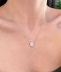 Lab-Grown Oval Diamond Halo Pendant Necklace, 5.00 ct Oval Center, 18 inches