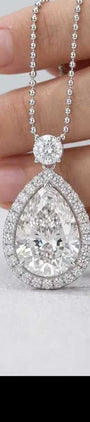 5.00 ct Lab-Grown Diamond Pendant Necklace, Pear Shape, D VVS2 [18K Gold, 18 inches]