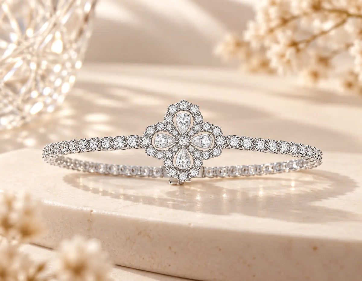 Loop Diamond Bracelet, 4.50 ctw Pear, PT950 Platinum, 14.7 g